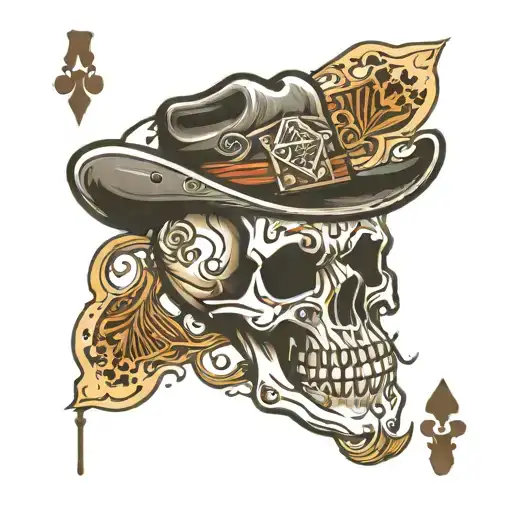 Cowboy Skull With Diamonds Playing Card