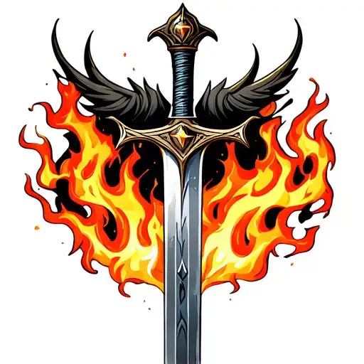 Excalibur Sword Piercing Flames On The Ground