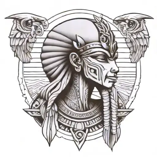 Create A Sketch Of A Tattoo Of The Egyptian God Thoth