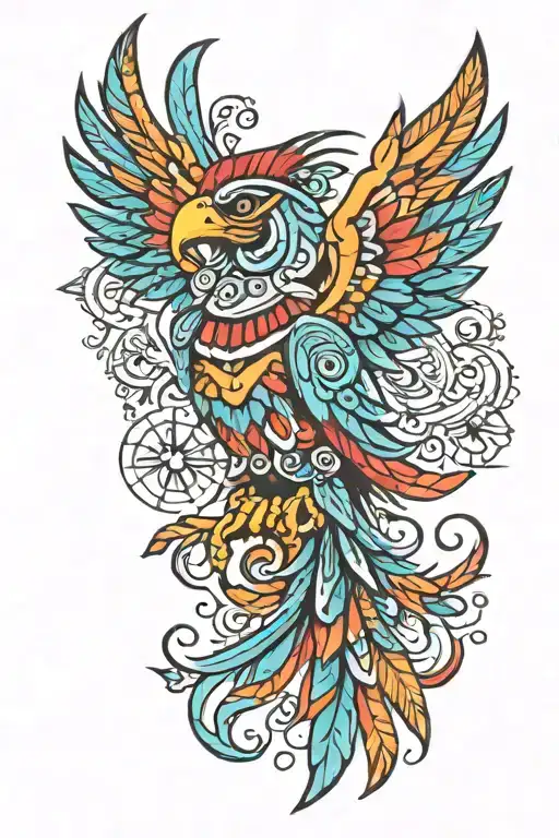 Aztec Tribal Bird Color