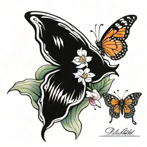 Lotus Flower And Butterfly On Spine