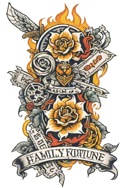 Family Over Fortune With Money Burn In The Background