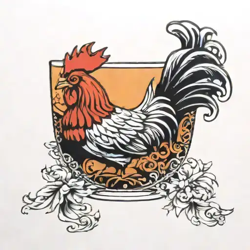 Coupe Glass With A Rooster