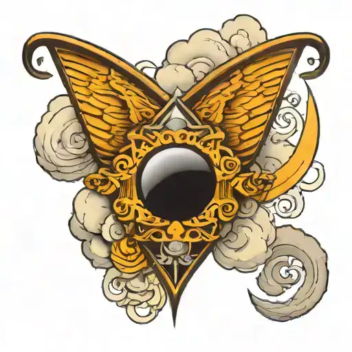 The Letters Mitre With Clouds And Cresent Moon