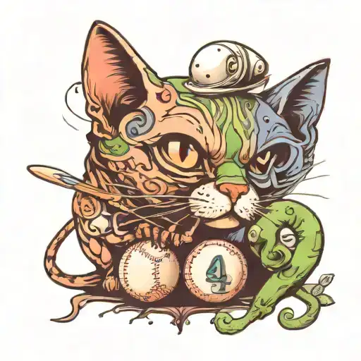 Cat And Alien And Baseball And Numbers