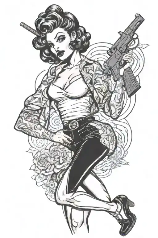 Pin Up Girl Holding Gun Morphing