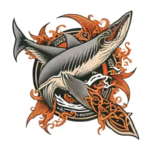 Tribal Wave Sleeve With Hammerhead Shark