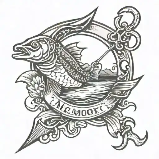 In Memory Tattoo Of A Fishing Hook Texas Themed With Tj Name