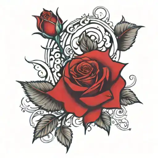 A Rose With One Side Red And The Other Side While The Stem Has Trust Isues With The I As A Thorn