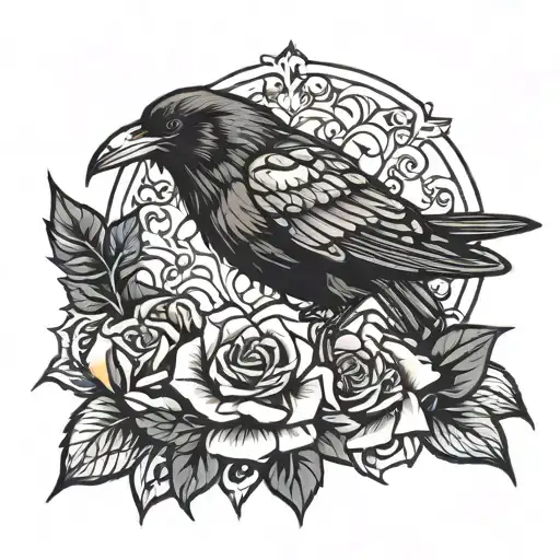 Raven Holding Black Rose