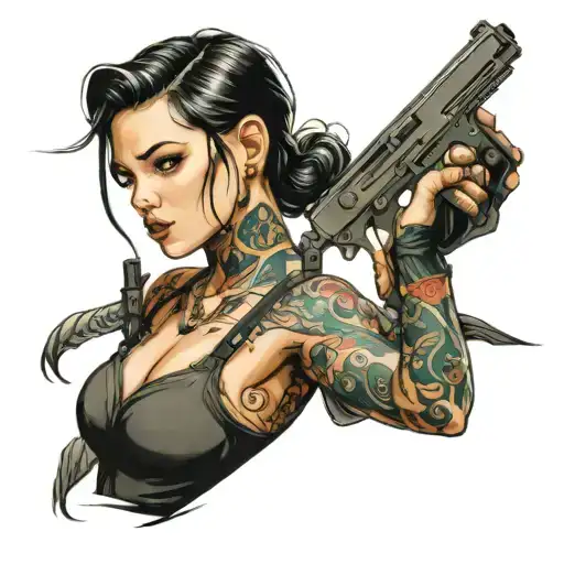 Beautiful Girl With Gun