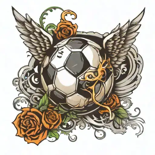 Soccer Ball With Wing Spread