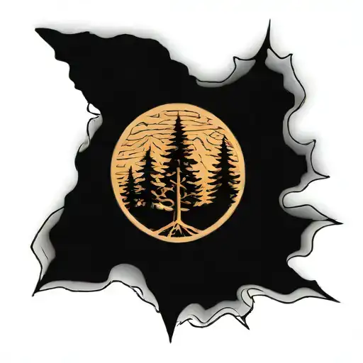 Trees With Mountain Landscape