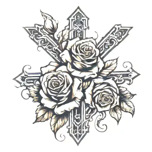 Cross Roses Dark For Cover Art