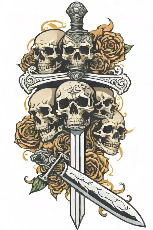 Sword In Mound Surrounded By Skulls