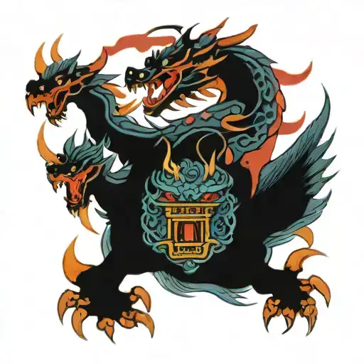 Dragon Flying Through Japanese Temple