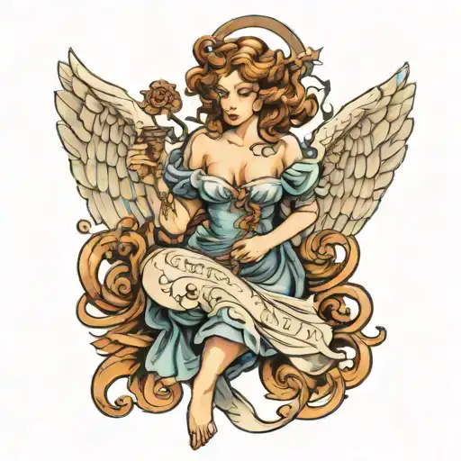 Sexy Angel With Scroll