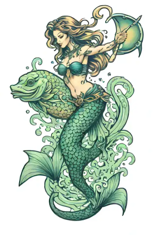 Mermaid Pulling Sailor Underwater