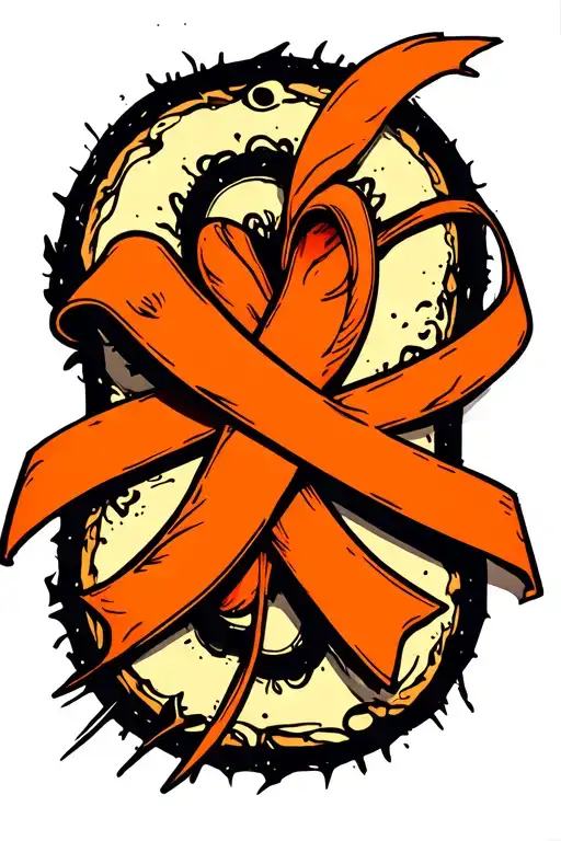 An Abstract Design Incorporating The Orange Ribbon As A Prominent Element In A Kidney-shaped Frame