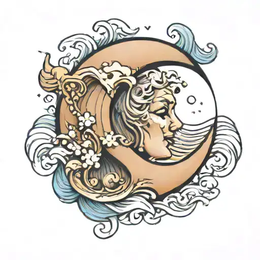 An Ear Listening To A Wave Forming The Shape Of A Crescent Moon