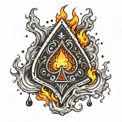 Ace Of Spades Playing Card On Fire With Water Dripping From The Bottom