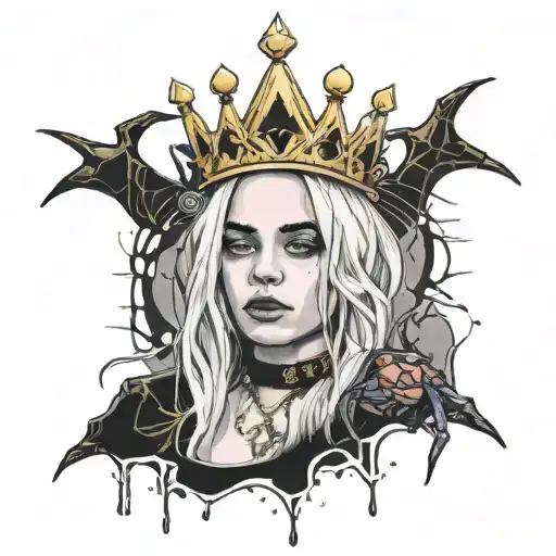 Billie Eilish With Crown And Spider