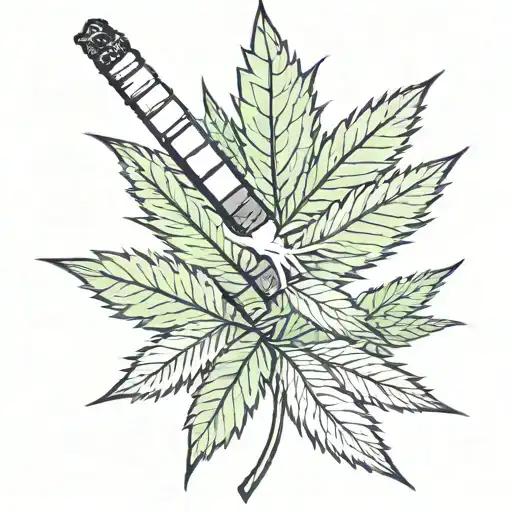 Cigarette Behind Cannabis Leaf