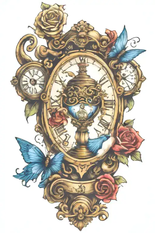 Hour Glass Clock Children Holding Hands