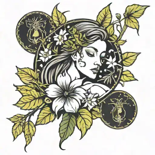 Zodiac Sign Virgo Surrounded By Plants