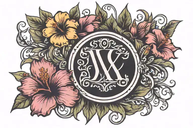 Roman Numerals Vi - Xii - Mmxi With Hibiscus Flowers