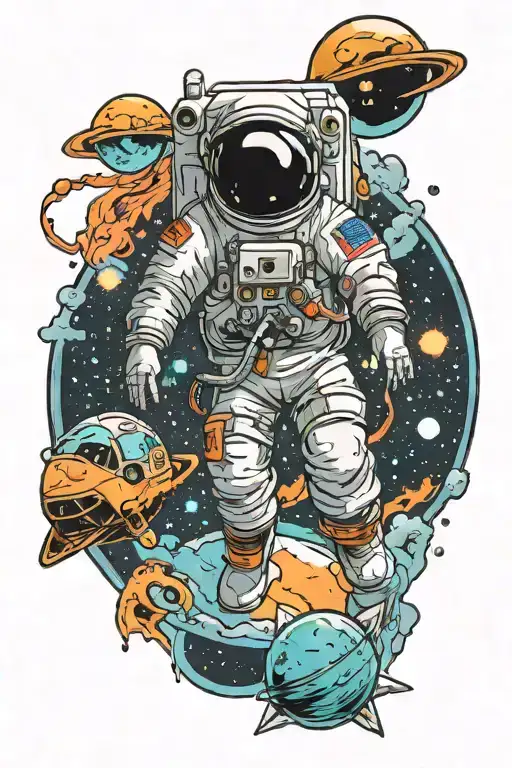 Space And Astronaut Floating