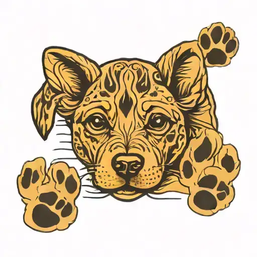 Cute Dog And Paw Print