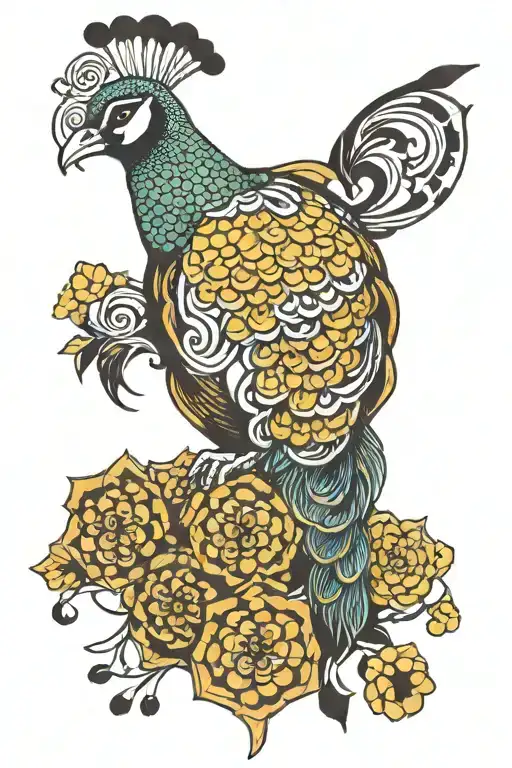 Peacock And Honeycomb Pattern