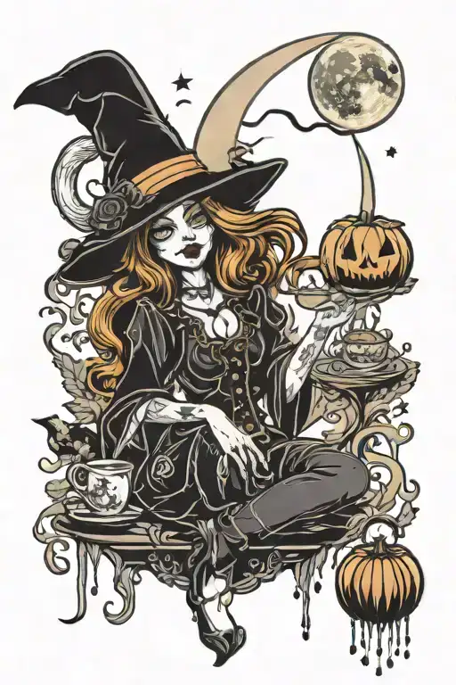 Bastill Cats Pumpkislns Moon Witch Casting Spells