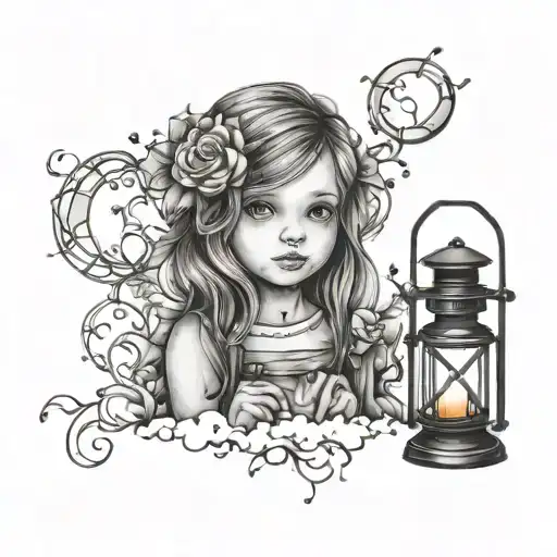 Little Girl With Lantern Surrounded