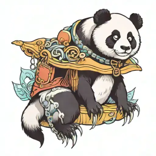 Panda With Jellyfish Hat Sitting