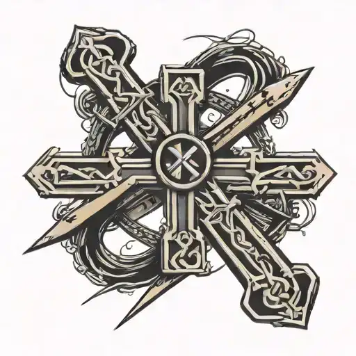 Cross Of Nails With Roman Numerals Intertwined