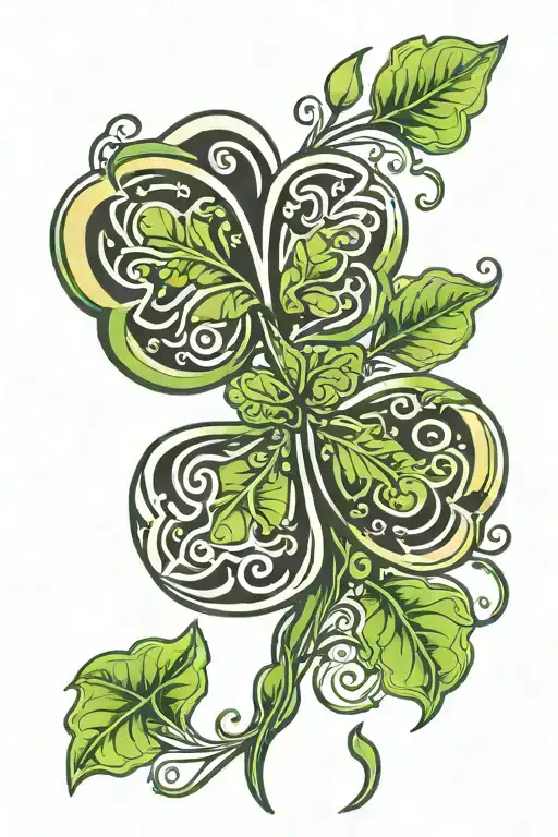 4 Leaf Clover Forming The Shape Outline