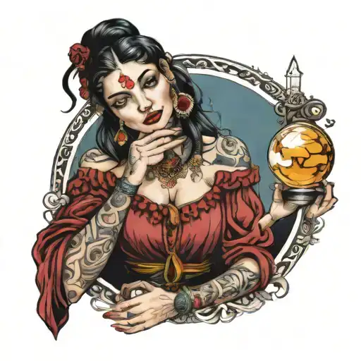 Gypsy Girl Reading A Crystal Ball