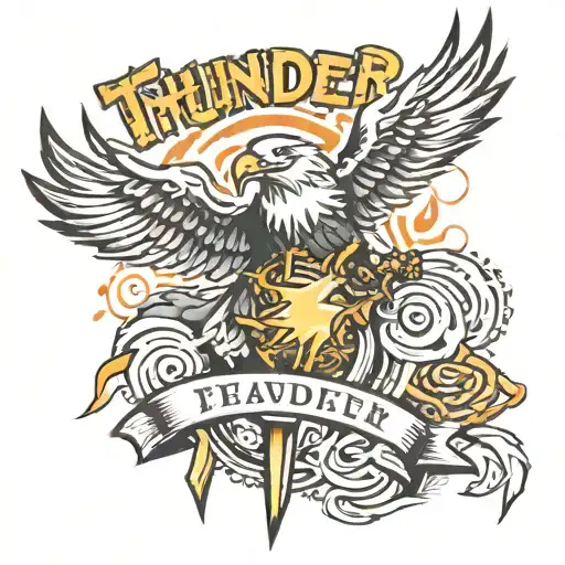 The Words Thunder From Heaven With A Lightening Bolt And An Eagles Foot