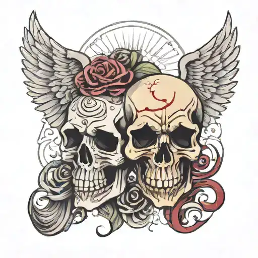 Angel And Demon Skull