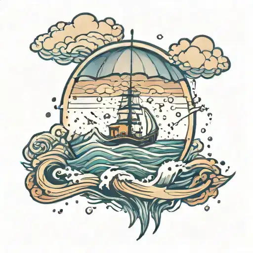 Rain And Ocean Scene