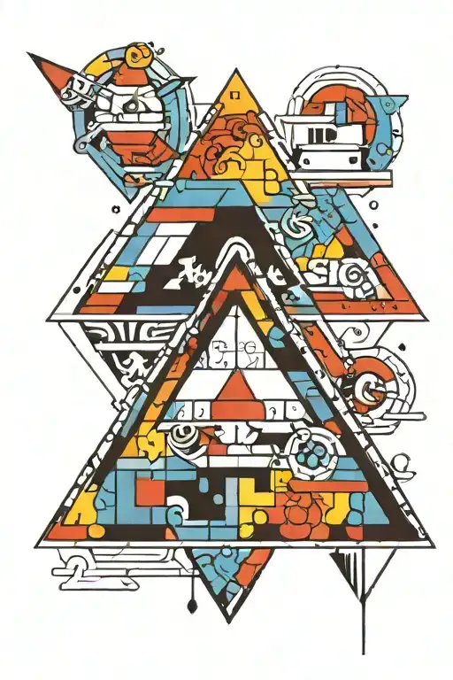 8 Color Lego Lego Blocks Forming A Triangle