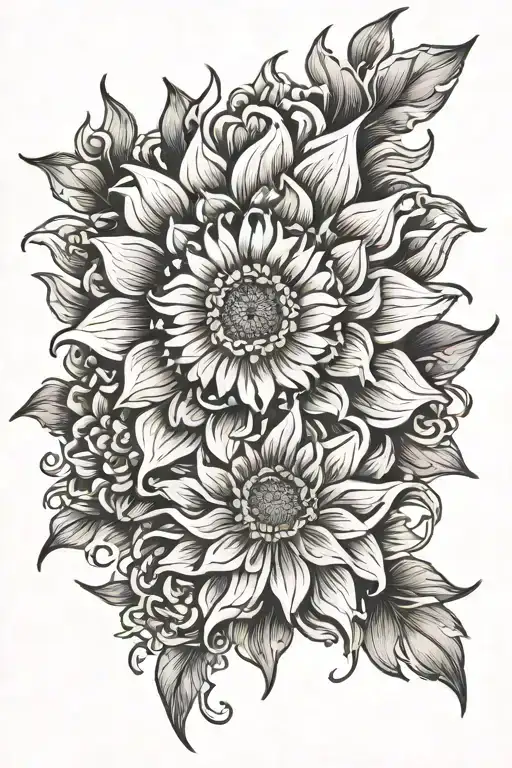 Sun With Chrysanthemum & Carnation Flowers