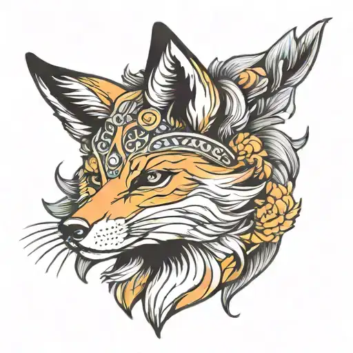 A Neo Traditional Style Fox Orange Fox Full Body
