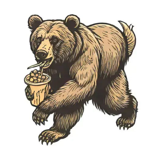 Brown Bear Holding Snack