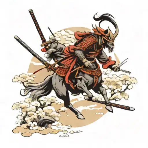 Samurai Warrior And Nature Scene