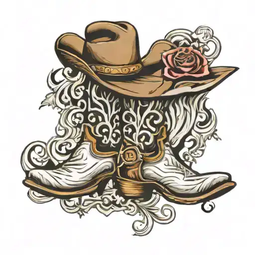 Cowboy Boot With Cowboy Hat Lung Cancer Symbol