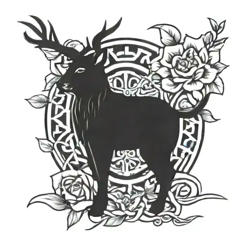 Cetlic Symbol Of Wisdom With Flowers Intertwined