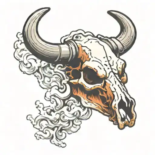 Bull Skull With Smoke Rising
